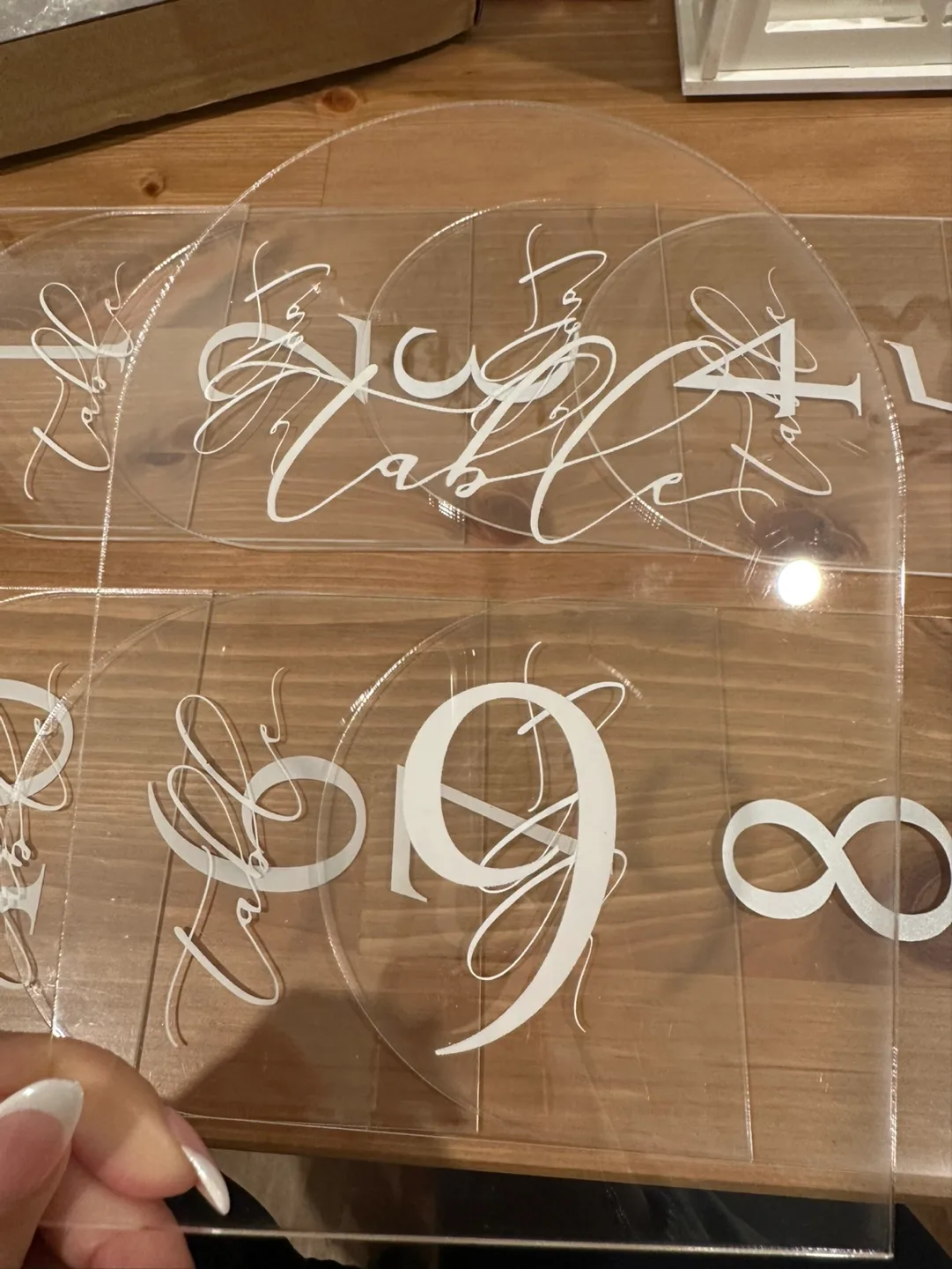 Set of 10 Arch-Top Acrylic Table Numbers for Wedding or Event image indicator(4)