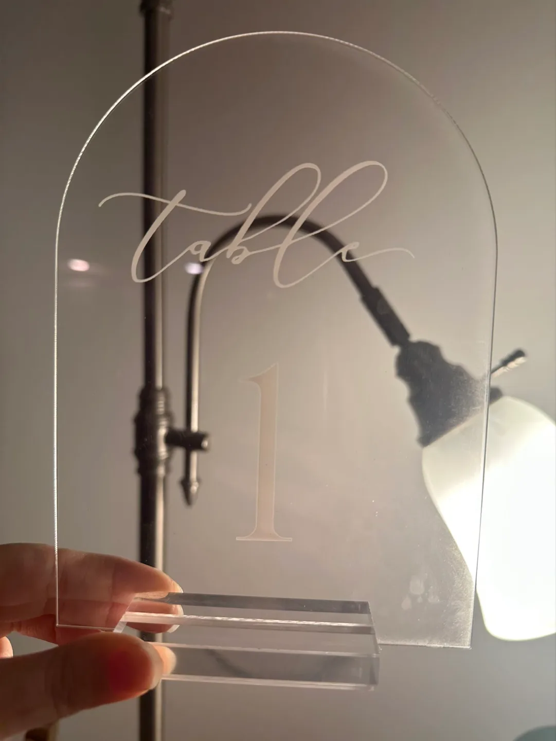 Set of 10 Arch-Top Acrylic Table Numbers for Wedding or Event image indicator(6)