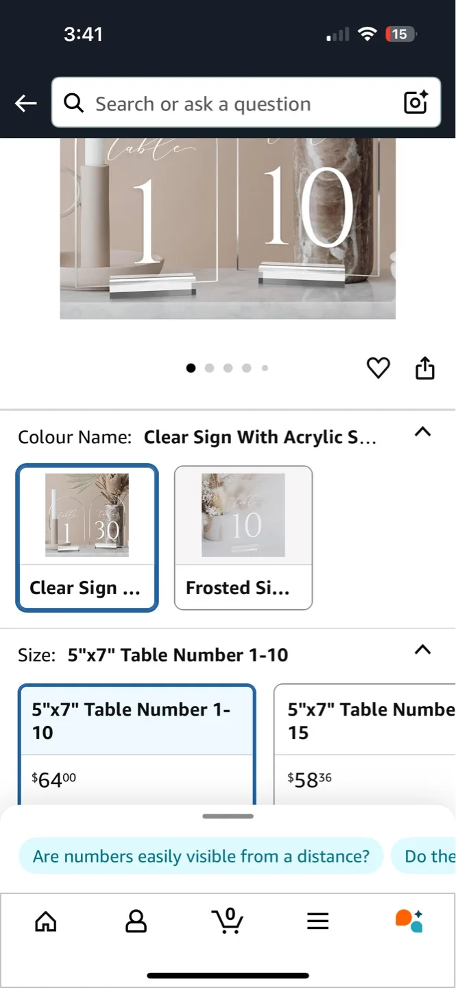 Set of 10 Arch-Top Acrylic Table Numbers for Wedding or Event image indicator(7)