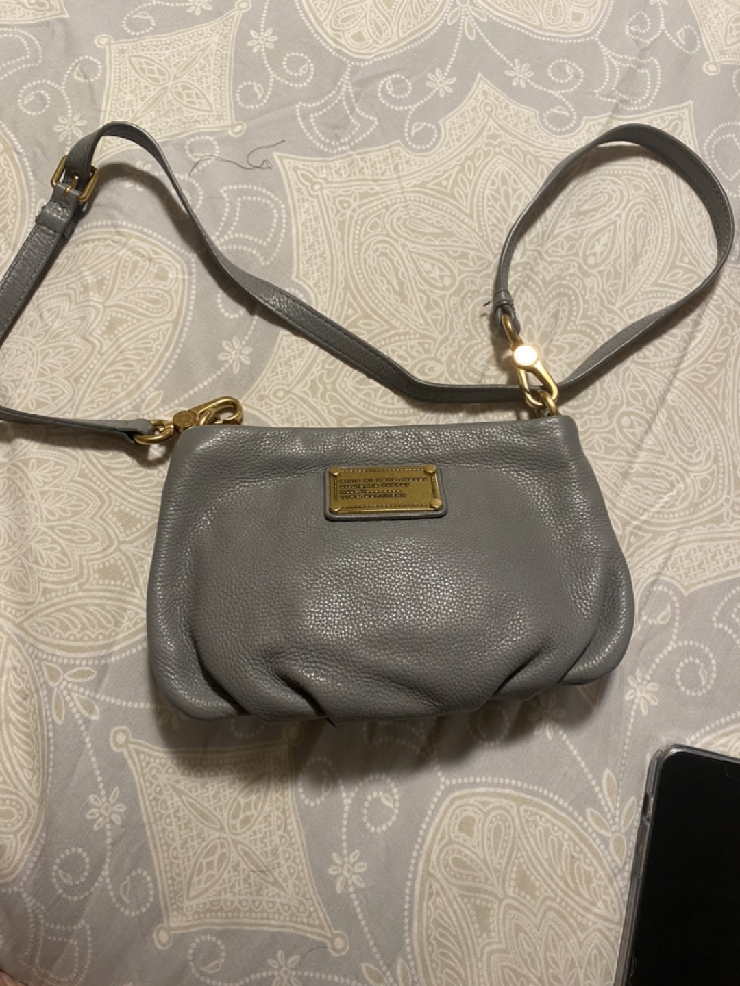 Marc Jacobs Grey Leather Crossbody Bag