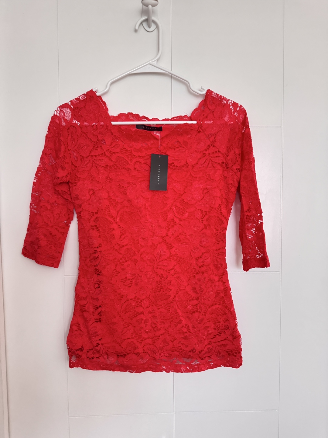 Suzy Shier Red Lace Top - photo 3