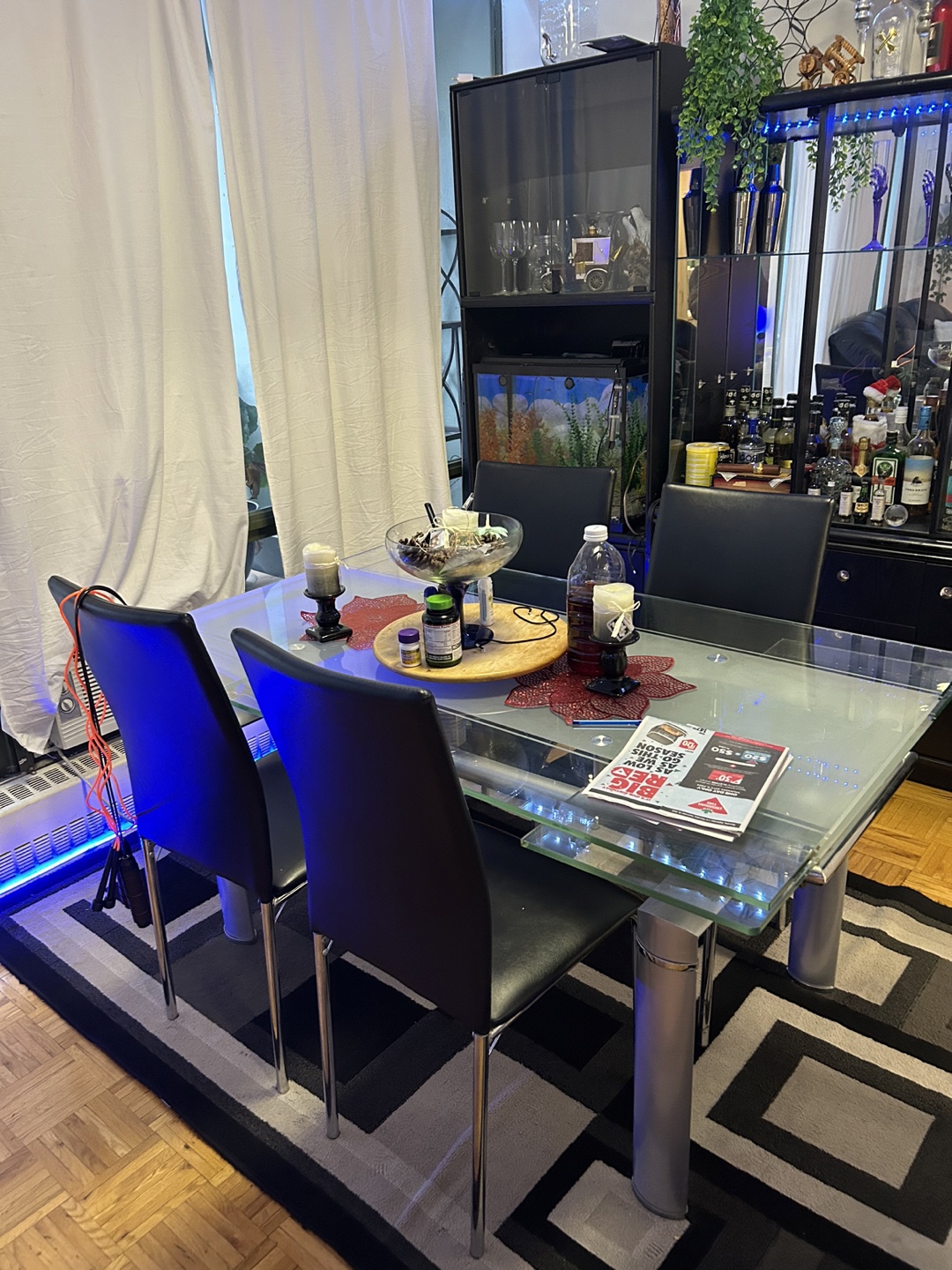 Glass top dining table with 4 chairs