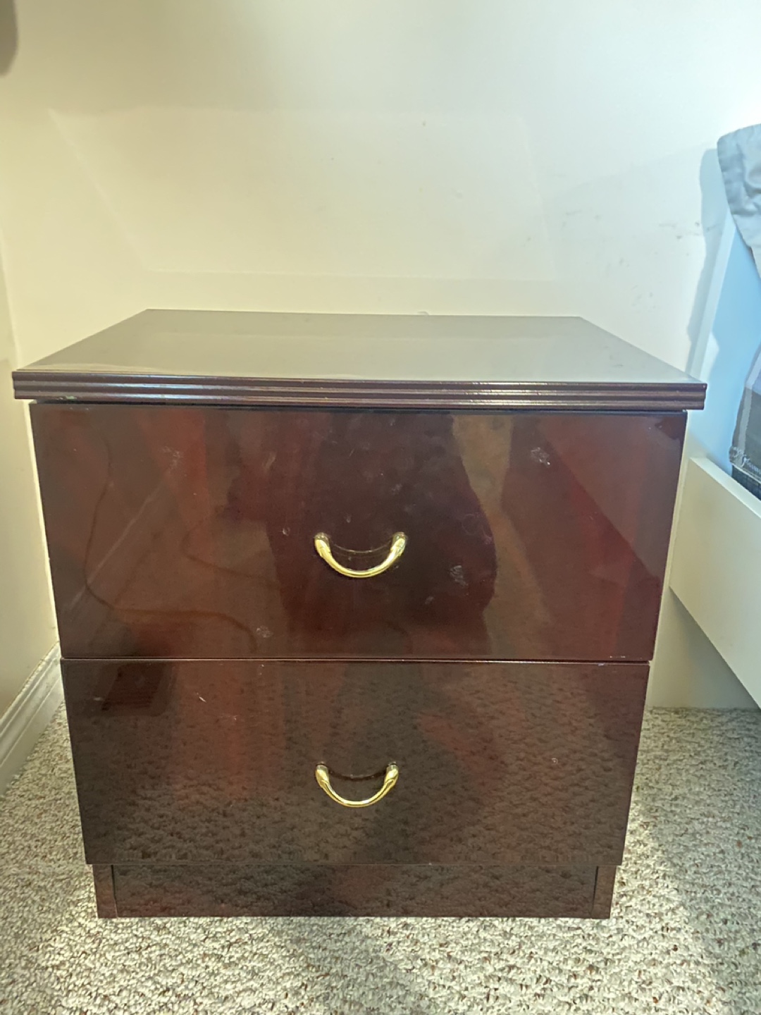 Dark Brown Two-Drawer Nightstand