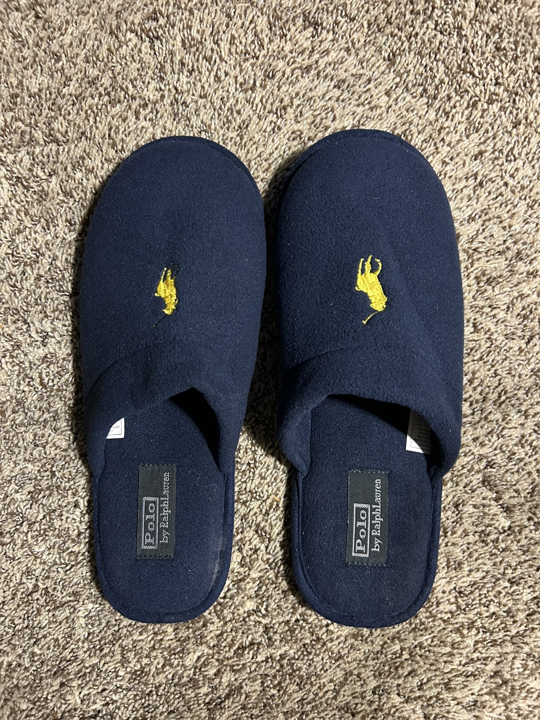 Polo by Ralph Lauren Men's Navy Blue Fleece Slippers - Size 12