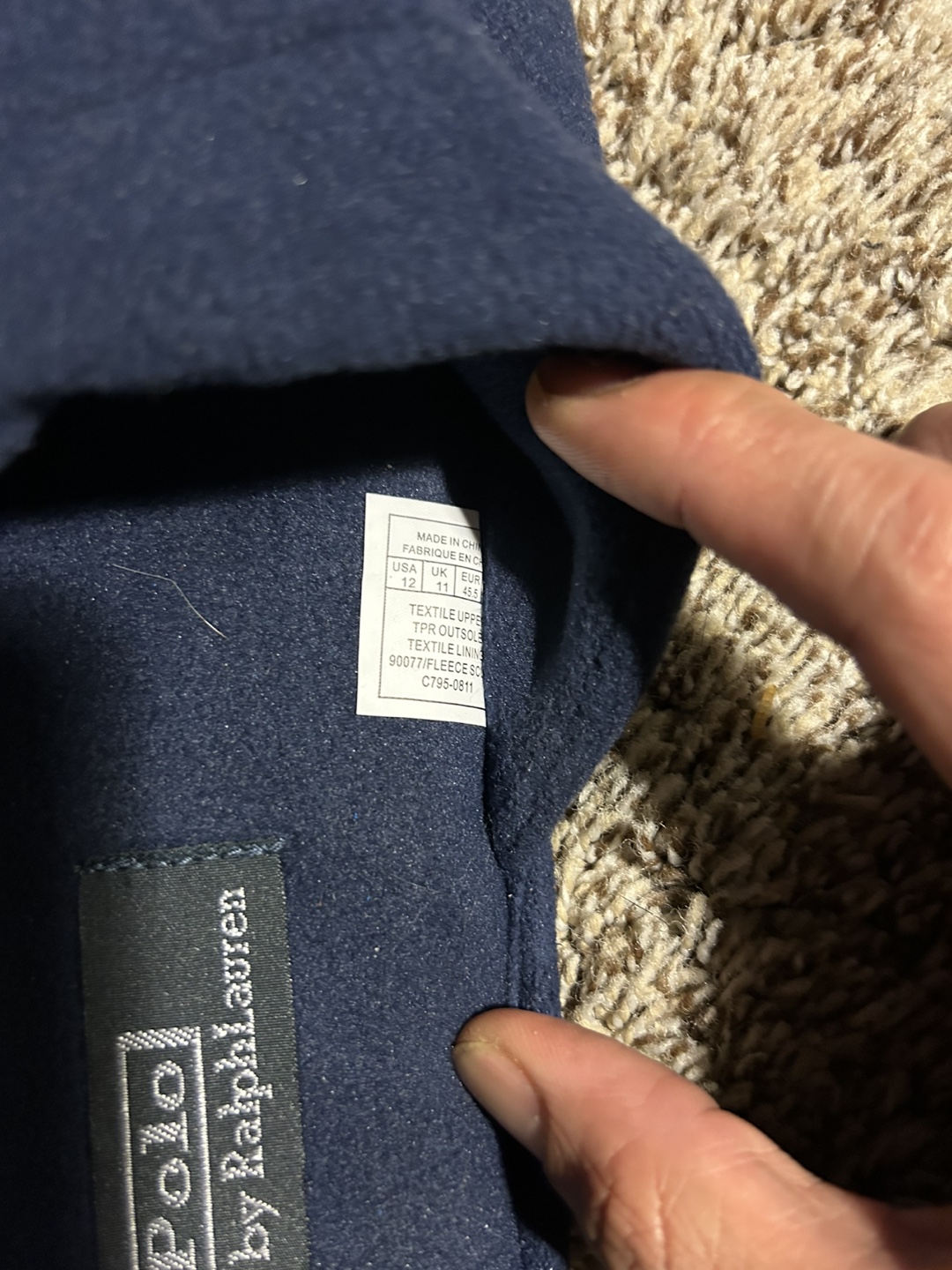 Polo by Ralph Lauren Men's Navy Blue Fleece Slippers - Size 12 - photo 3