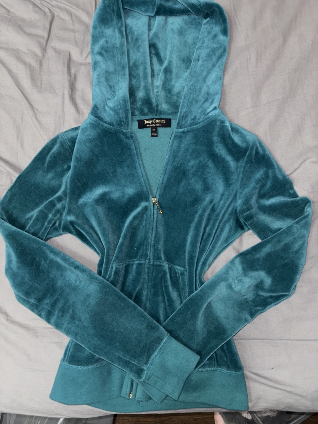 Juicy Couture Velour Zip-Up Hoodie Teal
