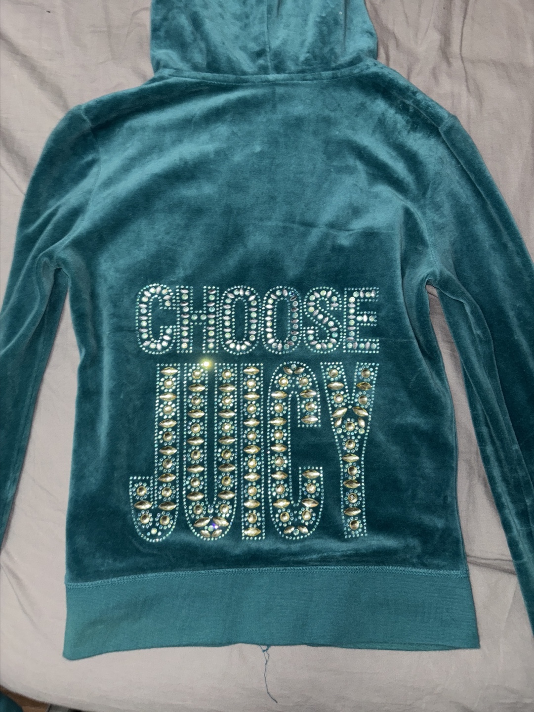 Juicy Couture Velour Zip-Up Hoodie Teal - photo 4