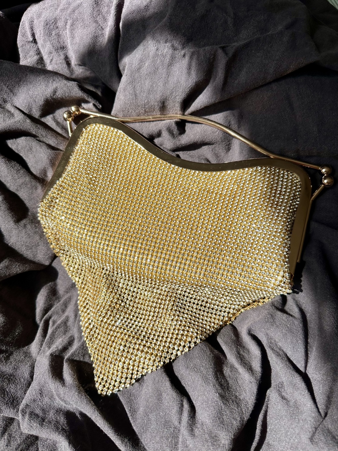 Vintage Rhinestone Chainmail Evening Bag