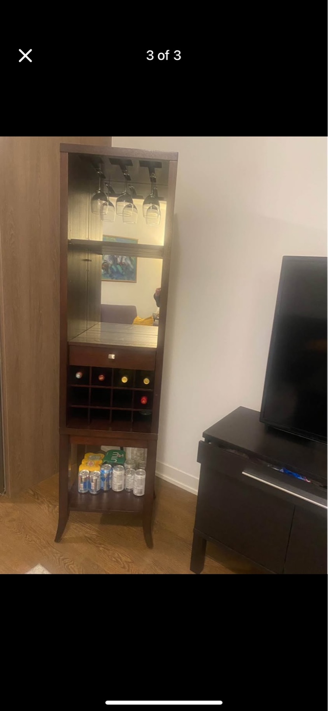 Crate and barrel Dark Brown Wooden Wine Bar Cabinet
