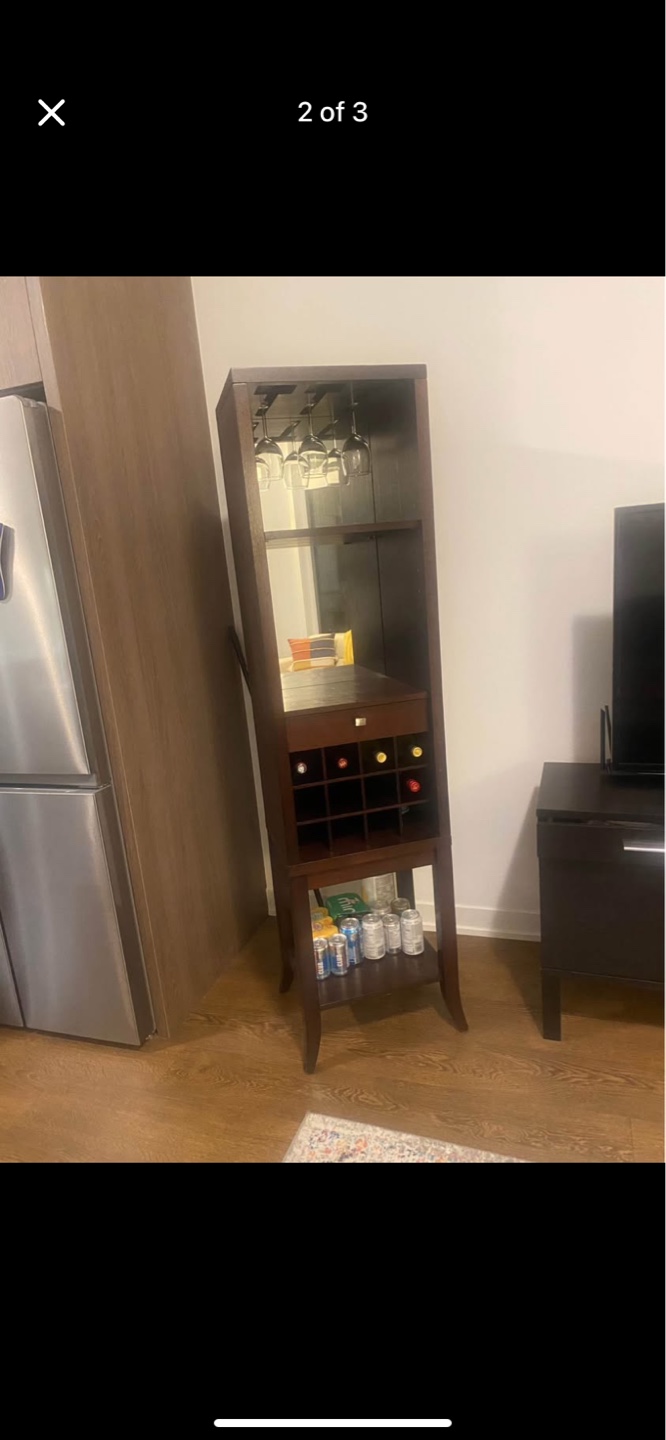 Crate and barrel Dark Brown Wooden Wine Bar Cabinet - photo 2