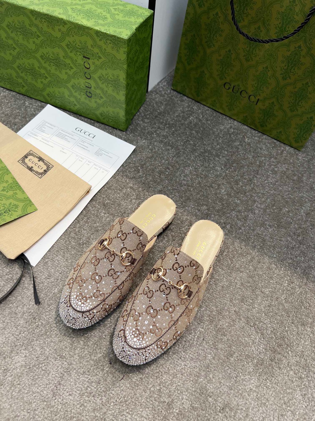 Gucci GG Marmont Crystal Embellished Mules