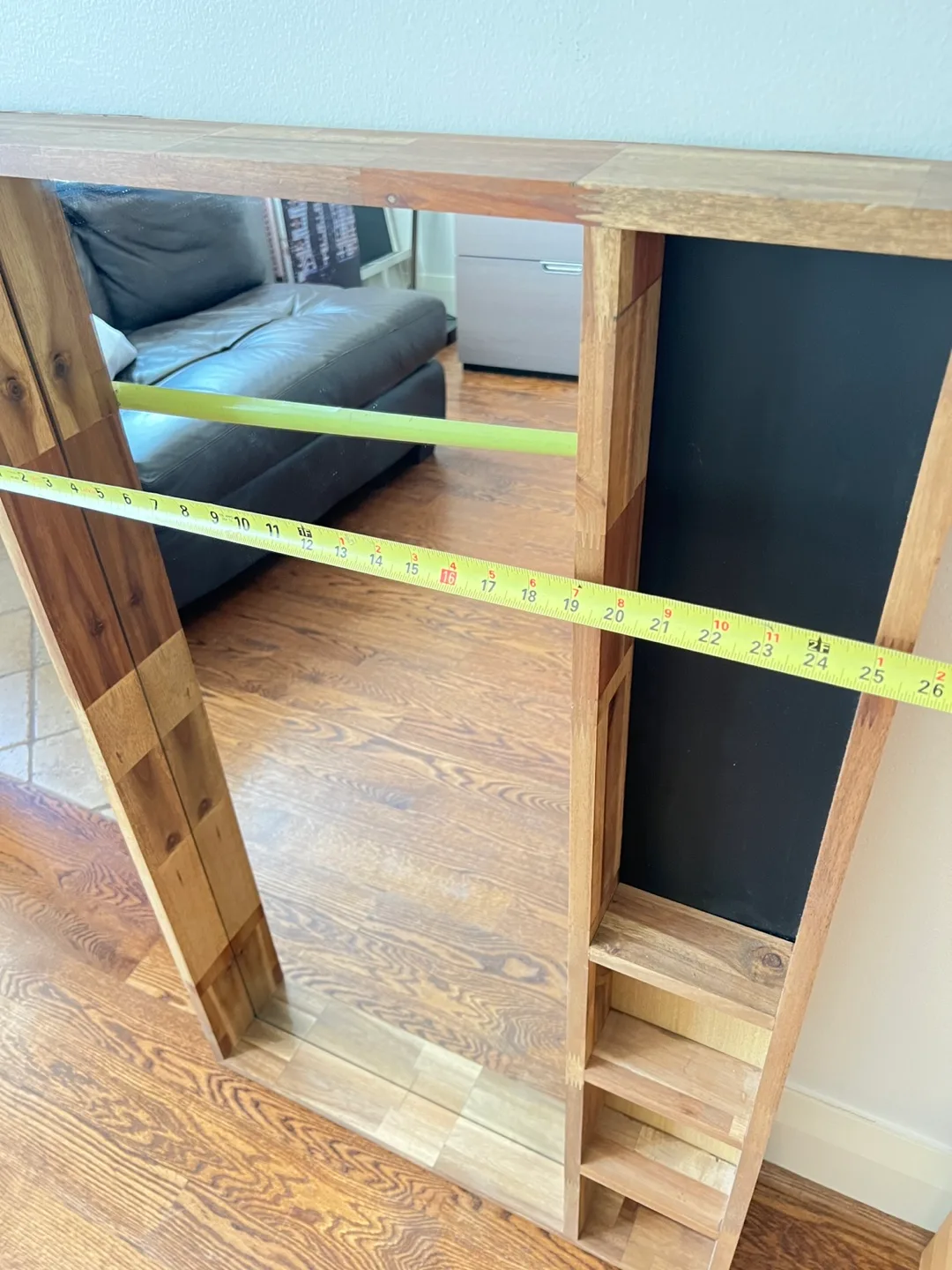 CONTENT SALE: Gorgeous Wood Frame Mirror - Shelves & Chalkboard image indicator(5)