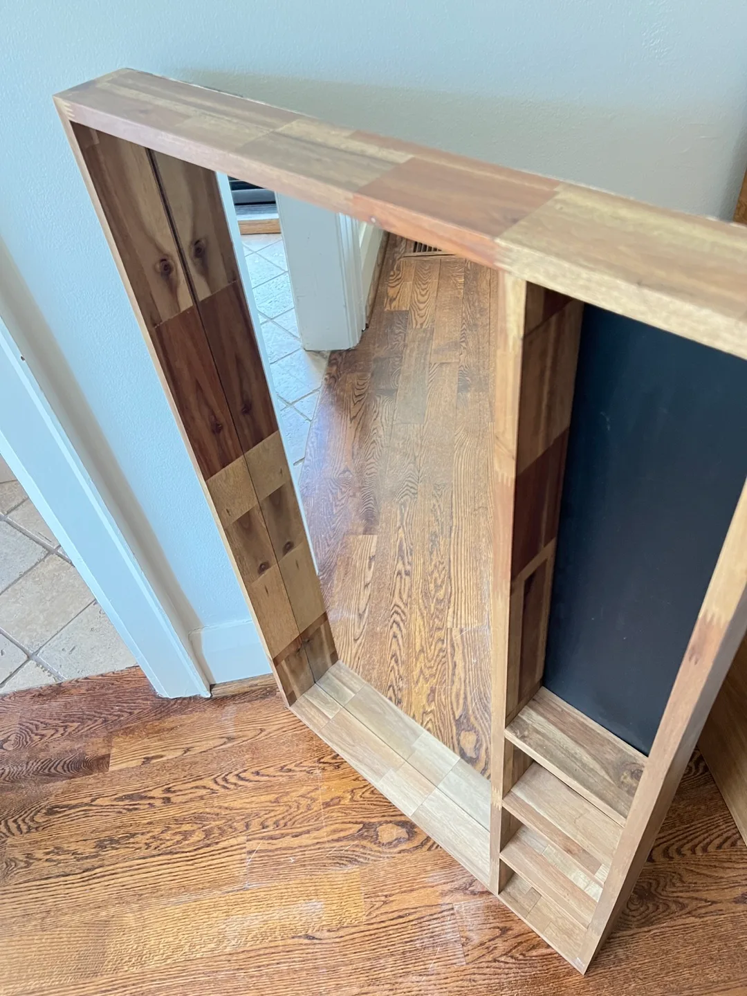 CONTENT SALE: Gorgeous Wood Frame Mirror - Shelves & Chalkboard image indicator(10)