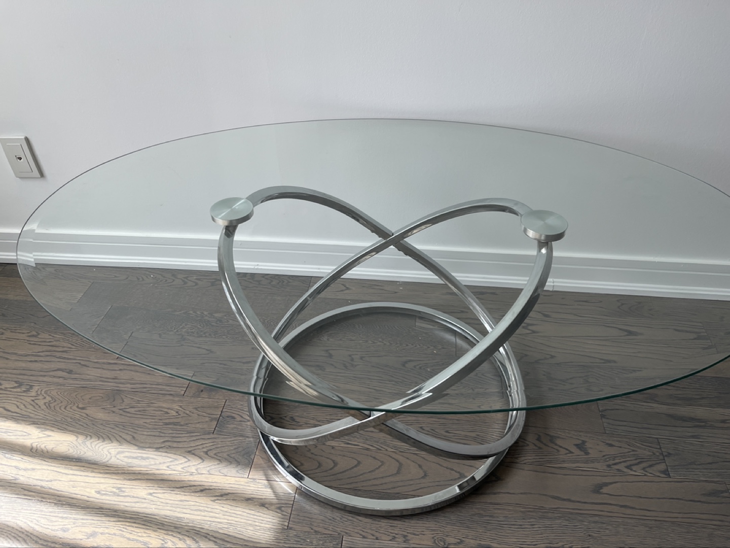 Modern Glass and Chrome Oval Coffee Table - photo 2