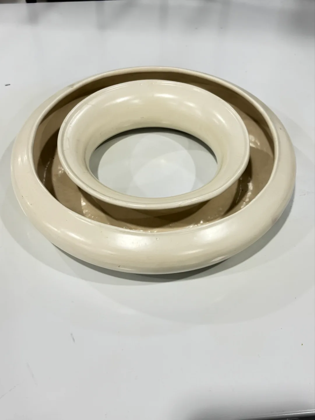 Cream-coloured Ceramic Posy Ring Bowl / Vase thumbnail