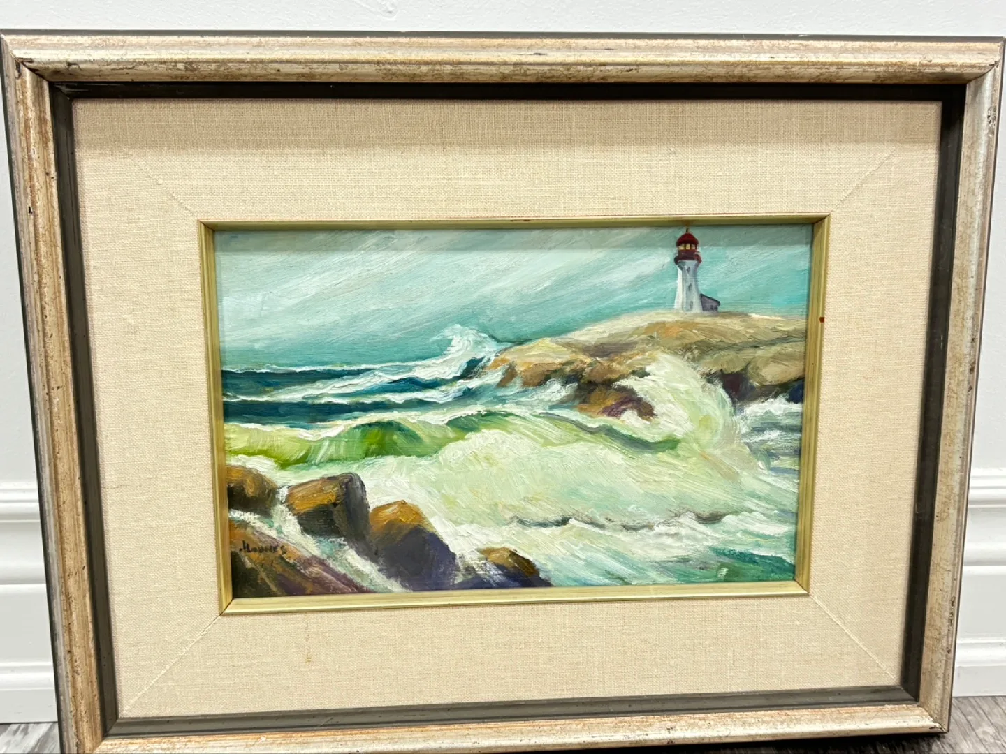 Vintage Oil Painting of Peggy's Cove Lighthouse thumbnail