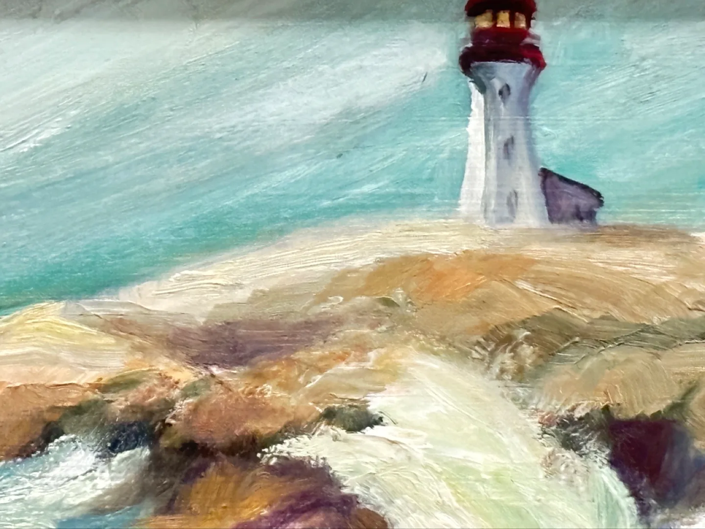 Vintage Oil Painting of Peggy's Cove Lighthouse image indicator(3)