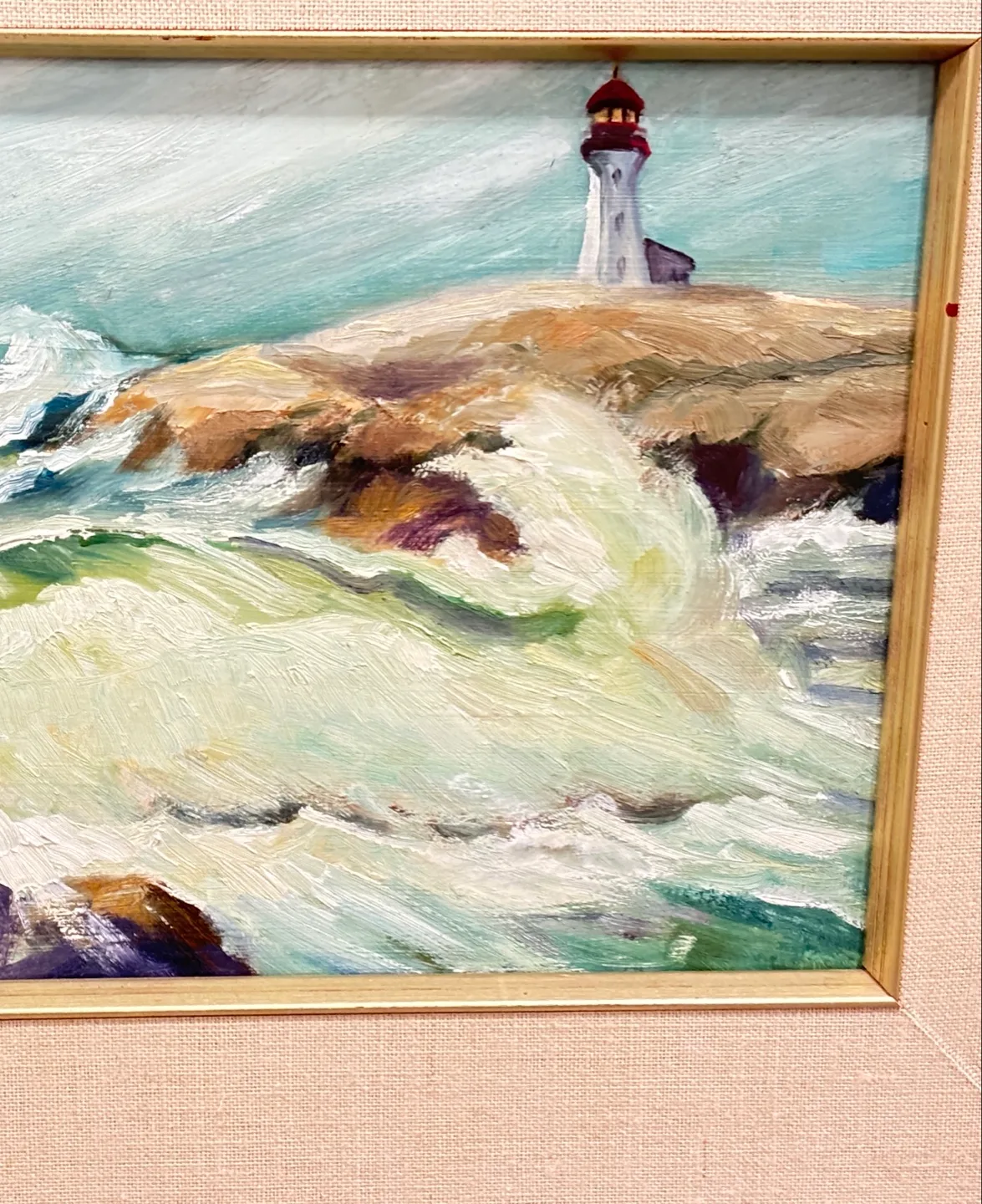 Vintage Oil Painting of Peggy's Cove Lighthouse image indicator(2)