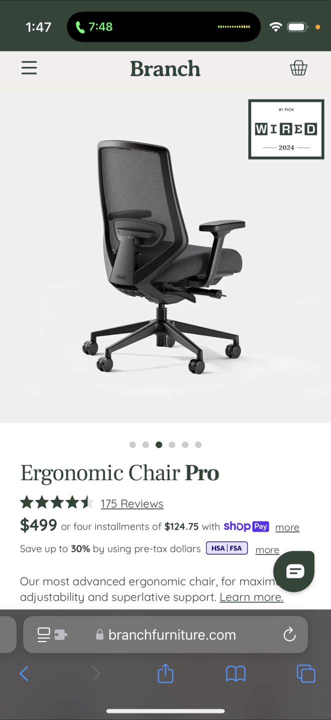 New Branch Ergonomic Chair Pro - Mesh Fabric, Black