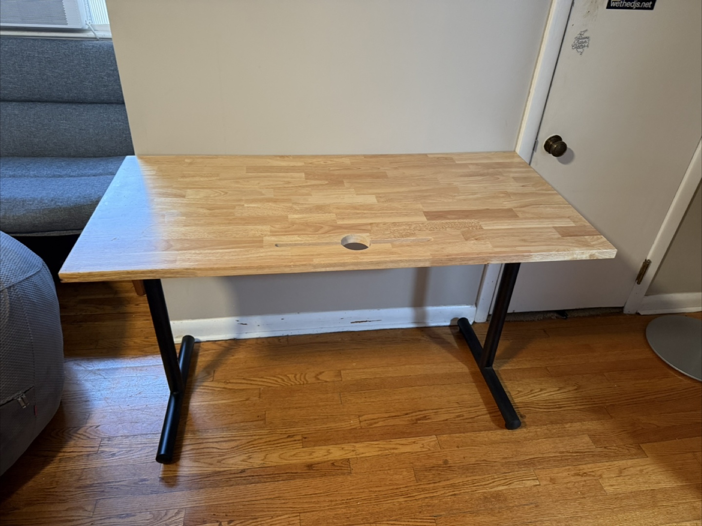 Small Wooden Desk with Black Legs