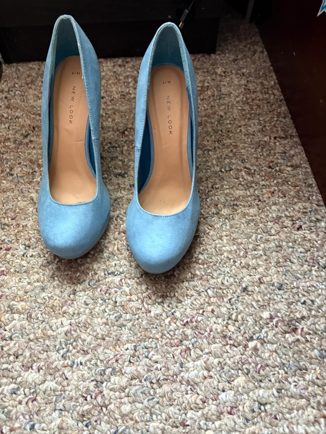 Women's Light Blue Suede High Heels, Size 4 image indicator(2)