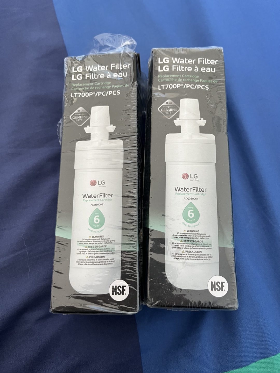 2 LG LT700P Water Filter Replacement Cartridges ADQ360061