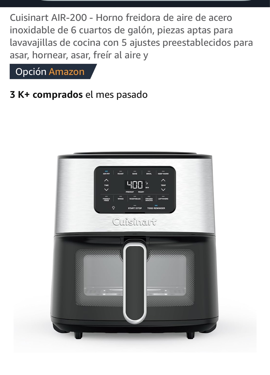 Cuisinart Air Fryer 6-Quart, Stainless Steel