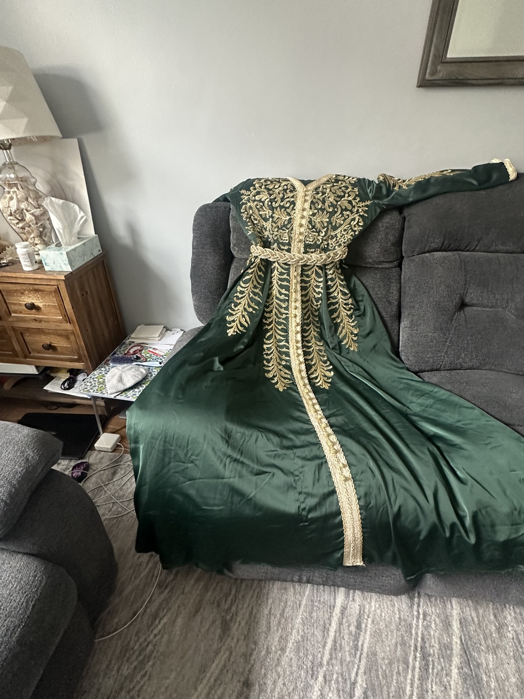 Gorgeous Emerald Green Caftan with Gold Embroidery - photo 3