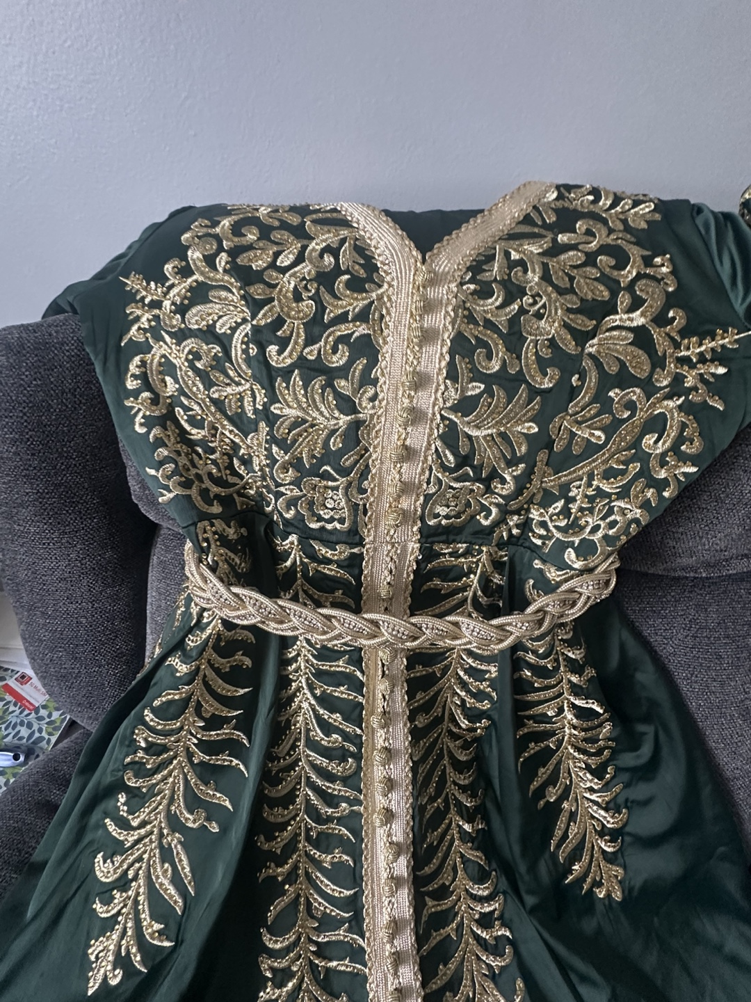 Gorgeous Emerald Green Caftan with Gold Embroidery - photo 2