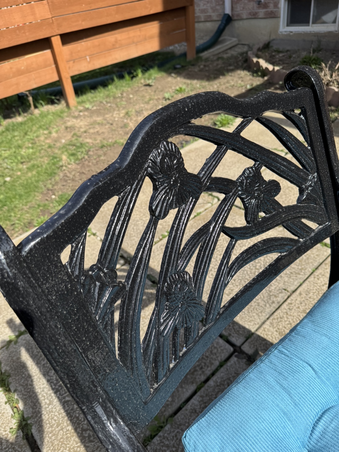 Ornate Black Metal Patio Set with Cushions - photo 3