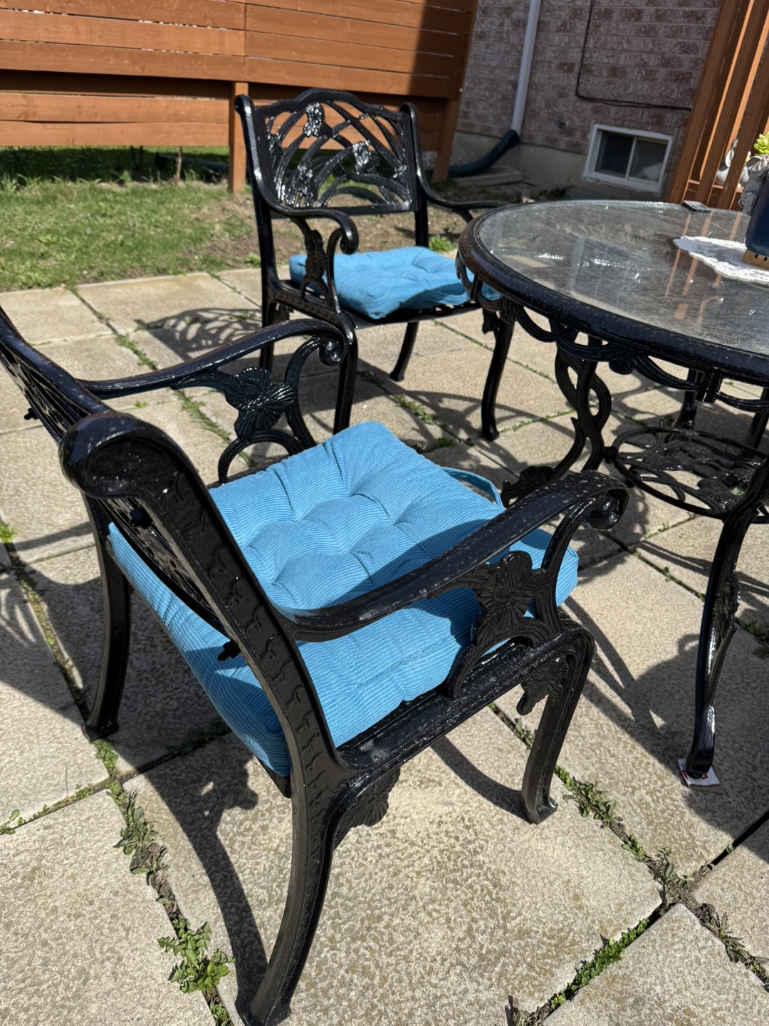 Ornate Black Metal Patio Set with Cushions - photo 2