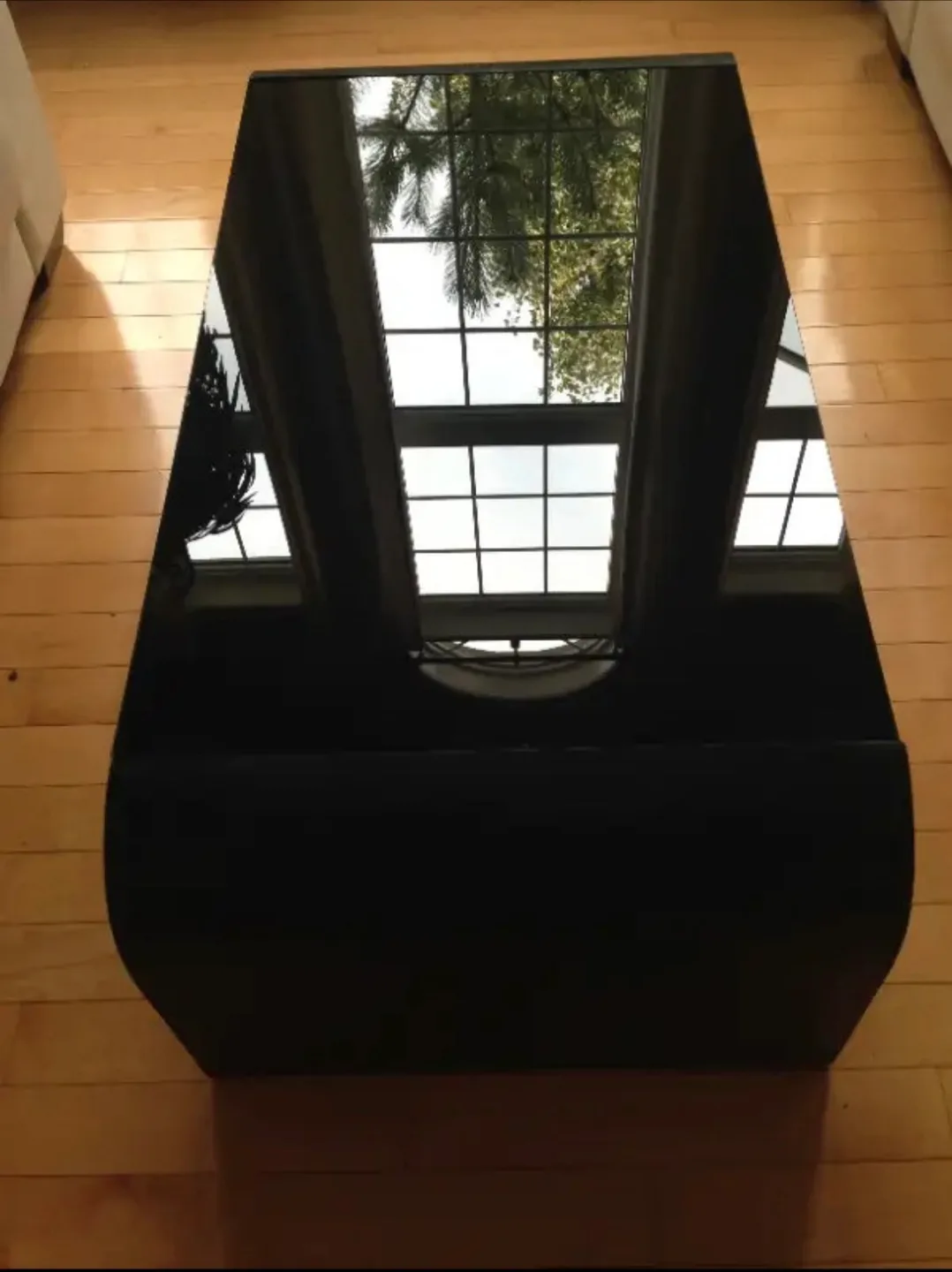 Sleek Black Glass Top Coffee Table thumbnail