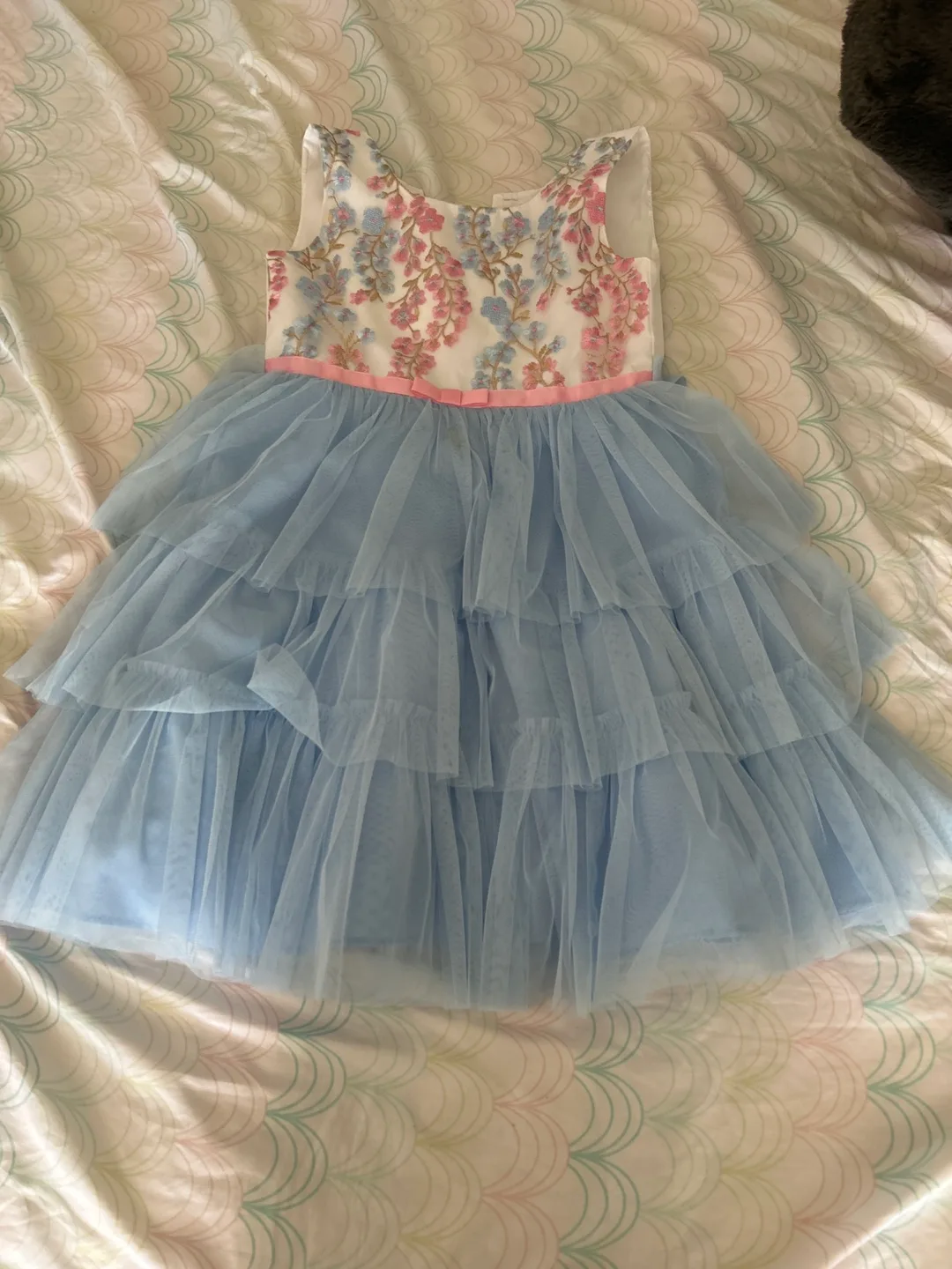 Girls' Light Blue Tulle Flower Girl Dress Size 4 thumbnail