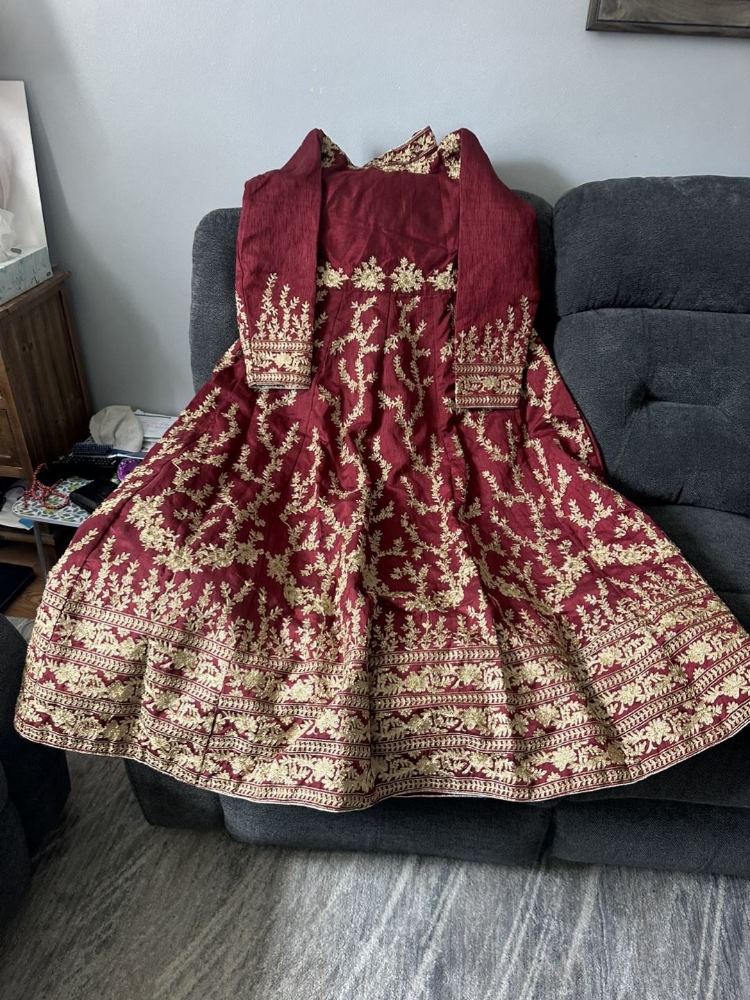 Gorgeous Maroon & Gold Embroidered Anarkali Suit