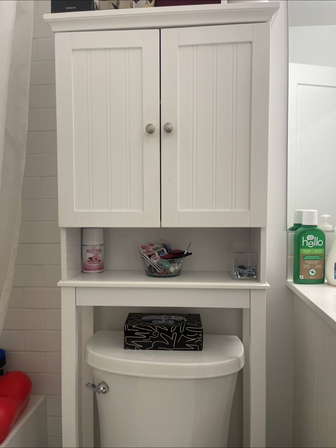 White over toilet storage cabinet