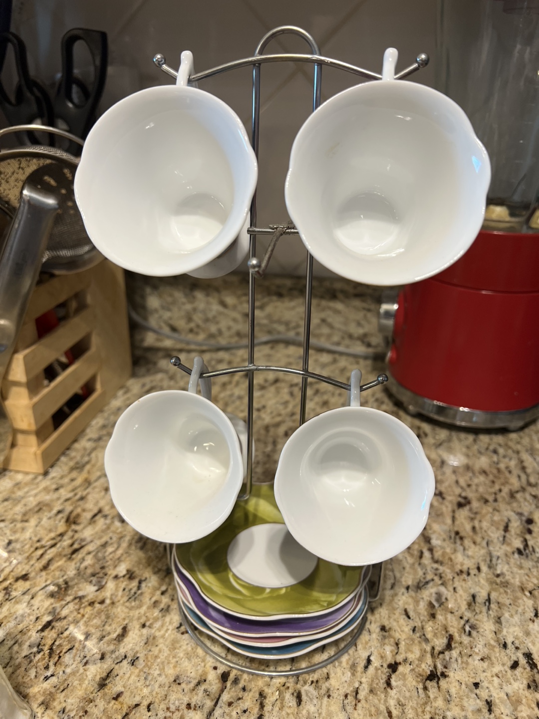 Set of 4 Espresso Cups with Saucers and Rack - photo 2