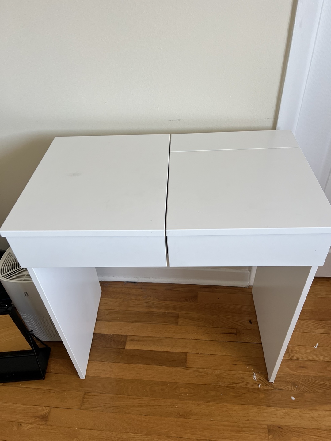White Vanity Desk with Mirror and Drawers - photo 3