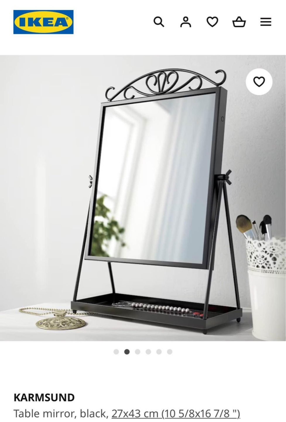 IKEA KARMSUND Black Tabletop Mirror