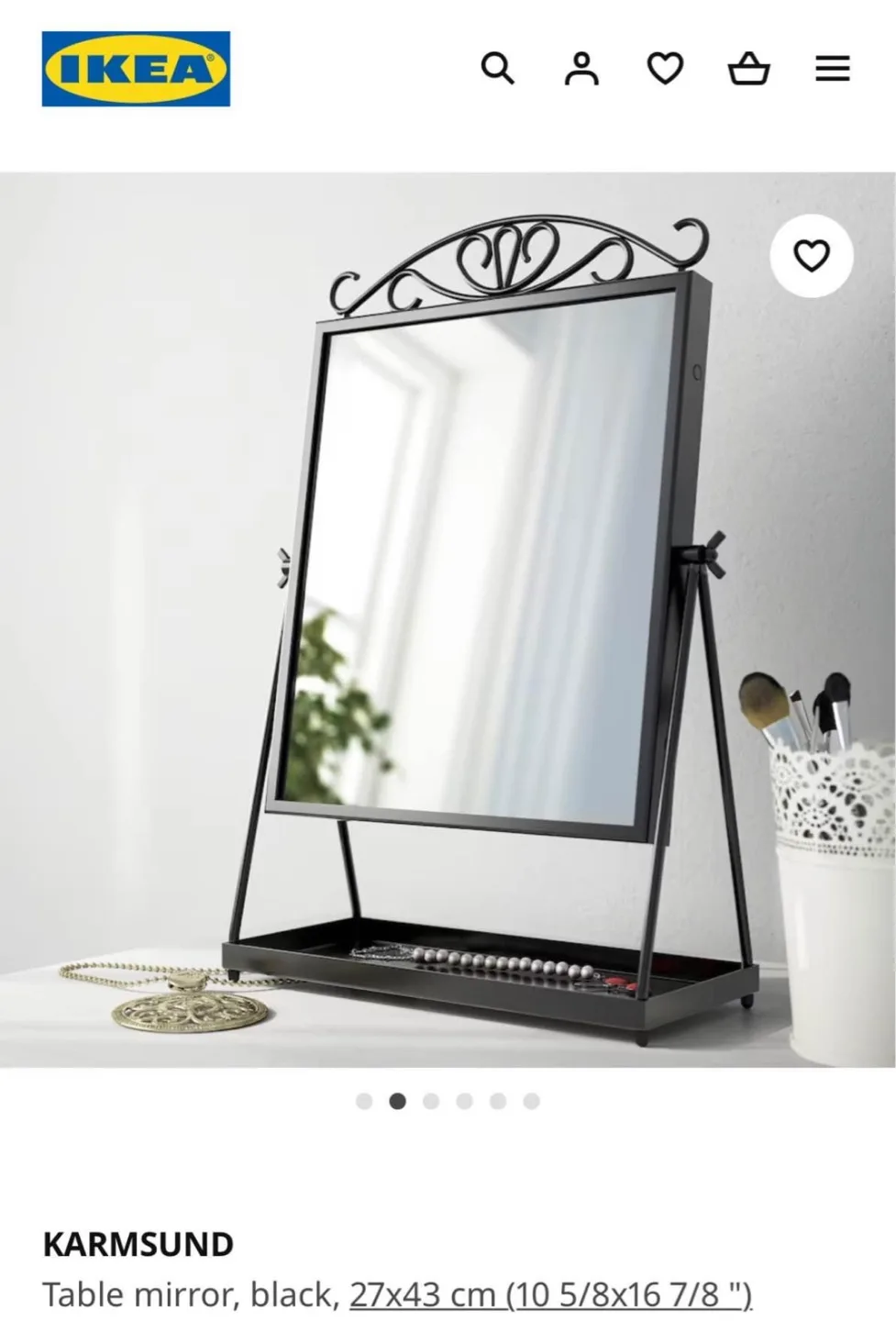 IKEA KARMSUND Black Tabletop Mirror