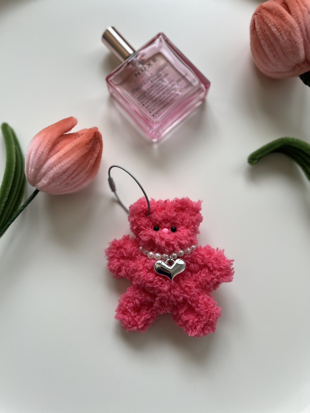[Hand made]Adorable Pink Teddy Bear Keychain