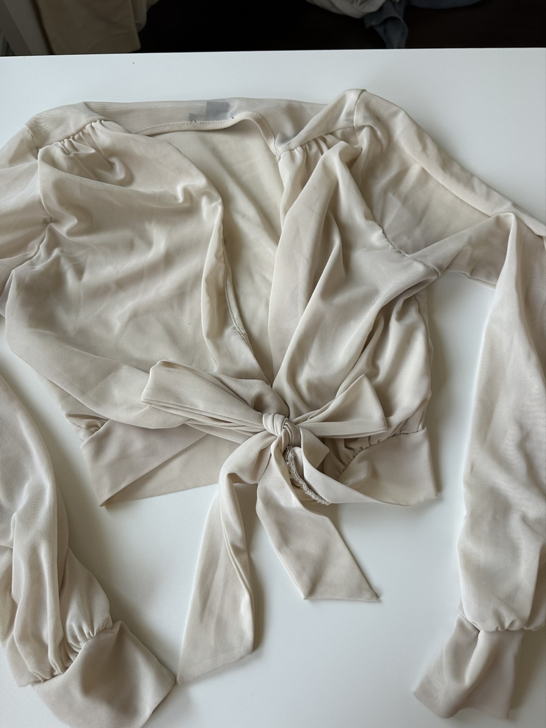 Bolero Forever 21 Beige Tie-Front Crop Top - Size Small