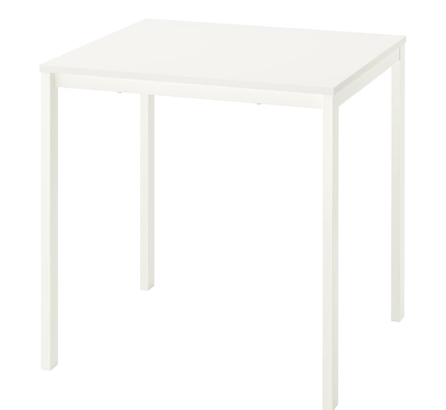 White high small dining  Square Table with steel legs