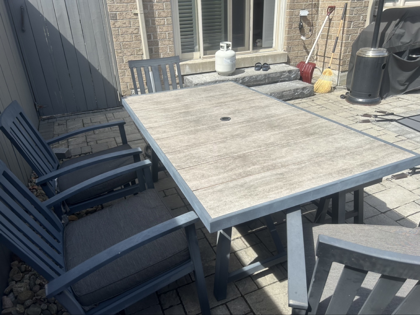 Patio Dining Set - 6-Piece Table and Chair Set with Bench
