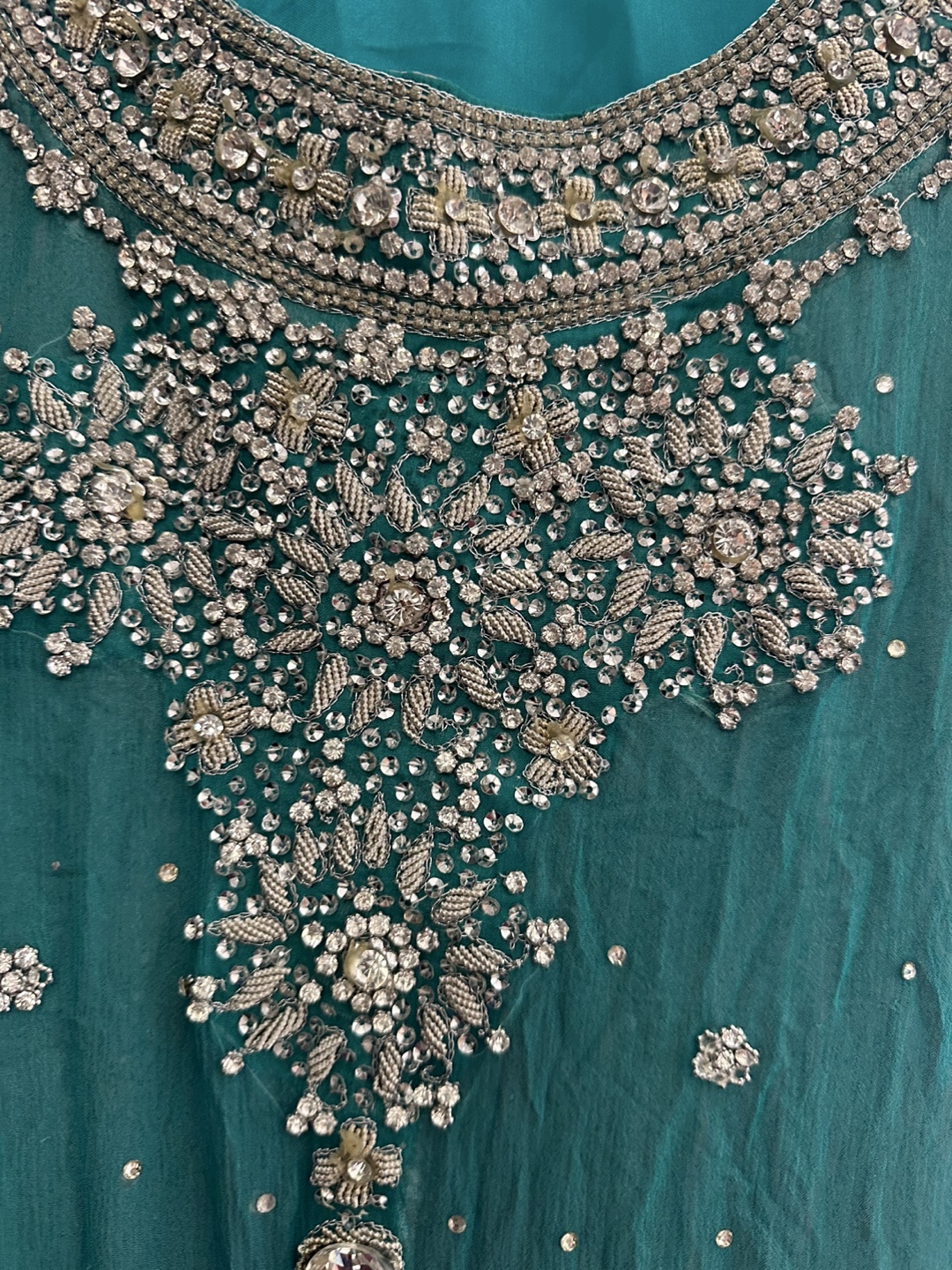 Teal Pakistani Shalwar Kameez with Heavy Embellishments - photo 3