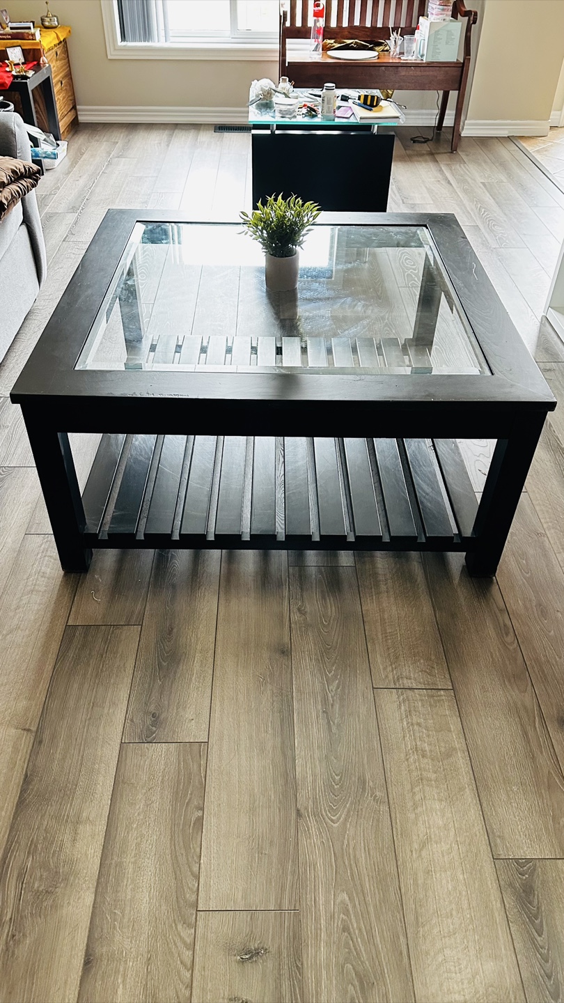 Black Coffee Table with Glass Top