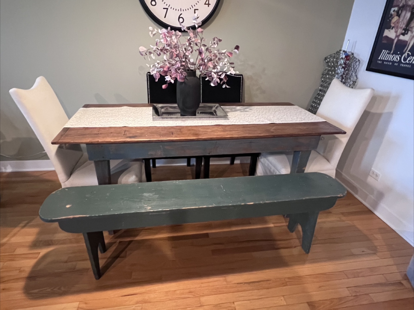Antique Farmhouse Table and Bench Set
