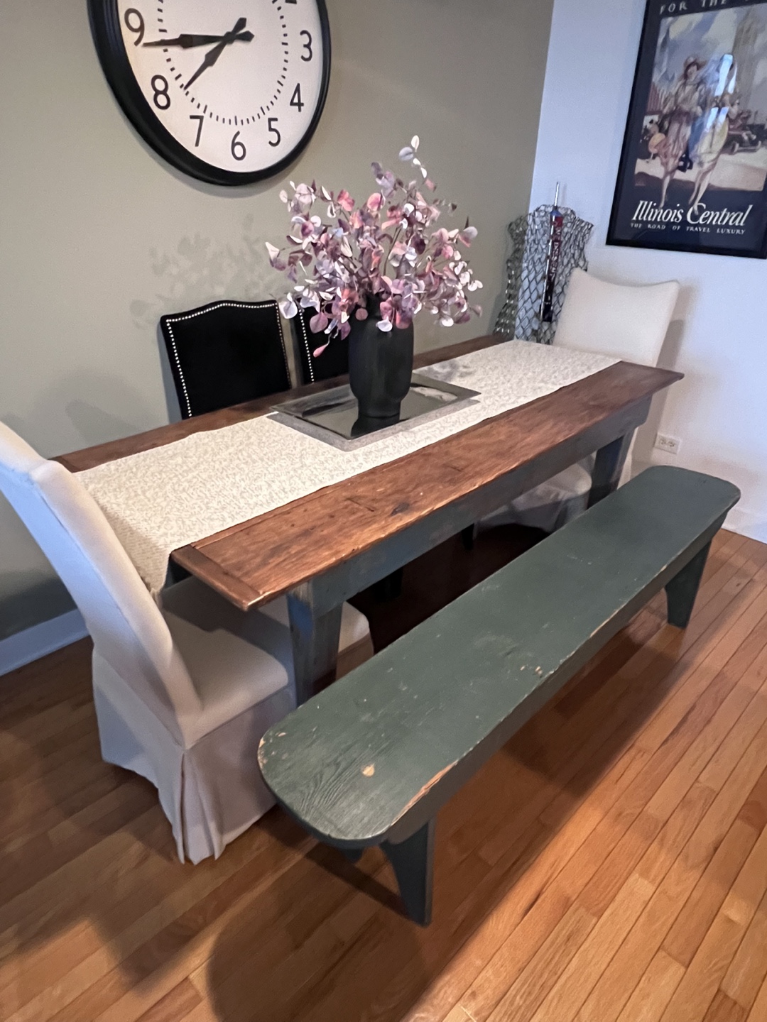 Antique Farmhouse Table and Bench Set - photo 2