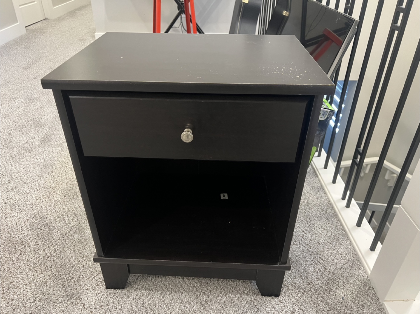 Dark Brown Nightstand with One Drawer