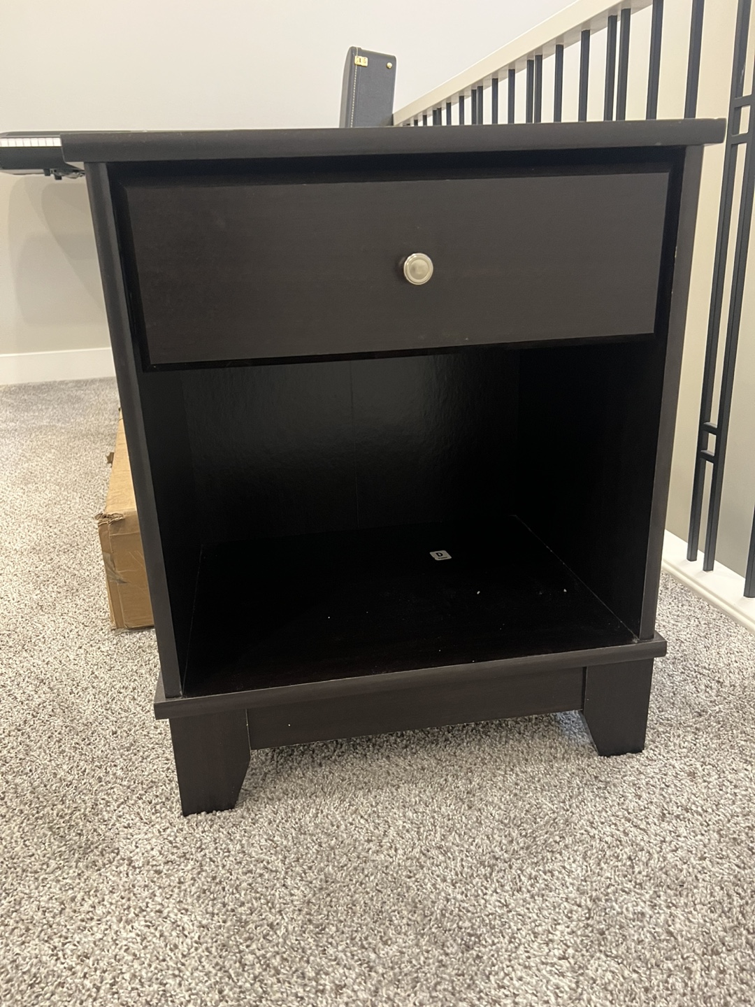 Dark Brown Nightstand with One Drawer - photo 2