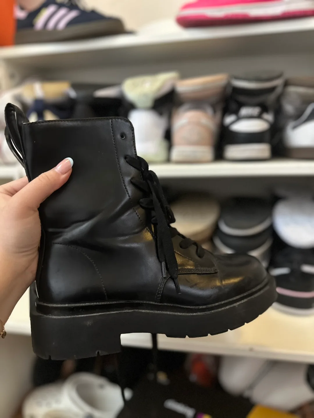 Black Leather Combat Boots thumbnail
